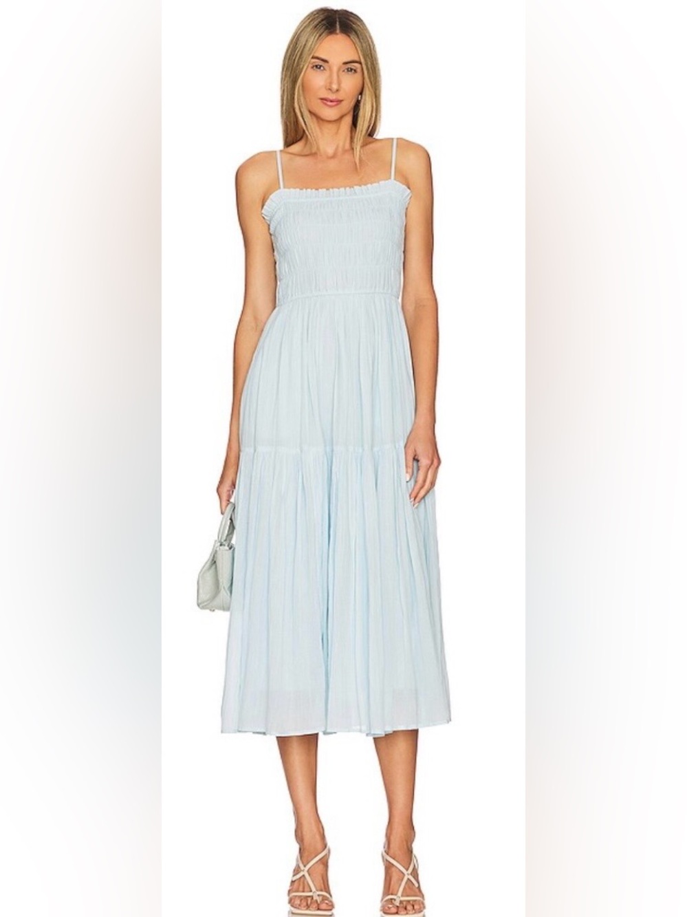 Joie Lesse in Dream Blue Joie Light Blue Smocked Tiered Maxi Dress